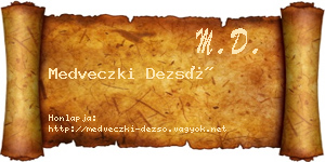 Medveczki Dezső névjegykártya
